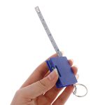 Mini Keychain Tape  with Square & Bubble Level, 1m Steel Ruler, Portable Measuring Tool，Blue