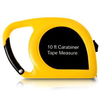 Carabiner Mini Tape Measure - Metric and Imperial 10 ft/ 300 cm - Metal Measuring Blade, Quick Read, Auto-Lock and Pocket Size, Shock Absorbent Case, Ideal for at Home and in Office Use