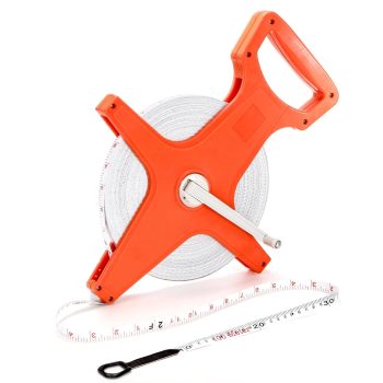 Open Reel Fiberglass Tape , 330 Feet/100 Meters Yard Measuring Tape Dual Sided Reel Tape with Inch/Metric Scale Retractable Long Tape  for Engineer, Yard, Field, Project